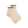 Socquettes enfant ajourées en fil d'Écosse avec bord-côte contrasté effet brillant - Blanc Givre