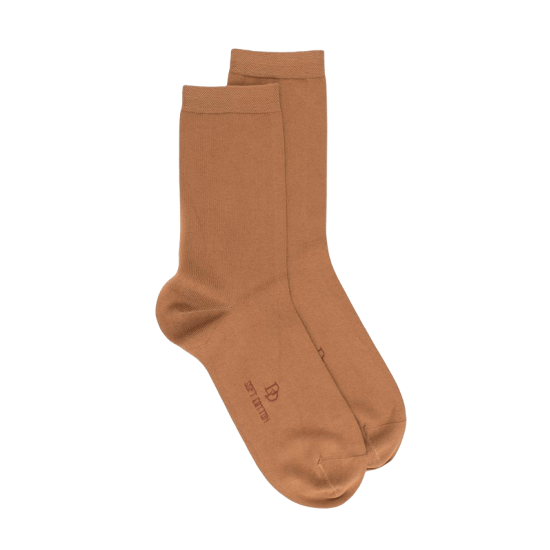 Chaussettes femme Soft Coton à bord souple - Camel | Doré Doré