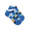 Socquettes enfant à carreaux en coton - Bleu | Doré Doré