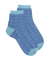 Socquettes coton à motifs géométriques et bord lurex - Bleu