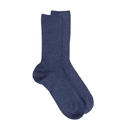Chaussettes sans bord élastique en coton égyptien - Spécial jambes sensibles - Bleu jean | Doré Doré
