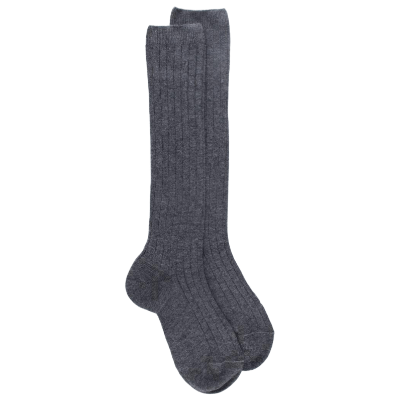 Chaussettes 100% Coton à Côtes Gris