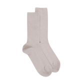 Chaussettes femme à côtes sans bord élastique en coton - Beige Lin | Doré Doré