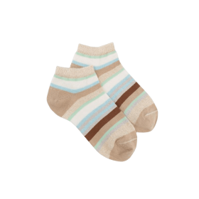Socquettes enfant à rayures en coton avec effet brillant - Beige Grège | Doré Doré