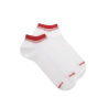 Socquettes homme et fines  en coton égyptien avec rayures sur bord - Blanc & Rouge Ponceau