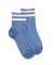 Socquettes enfant ajourées en fil d'Écosse avec rayures en contrasté sur bord-côte  - Bleu Bassin & Blanc
