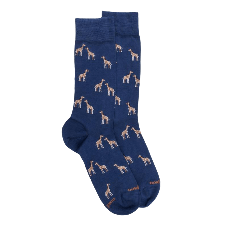 Chaussettes homme en coton à motifs girafes - Bleu Voilier | Doré Doré