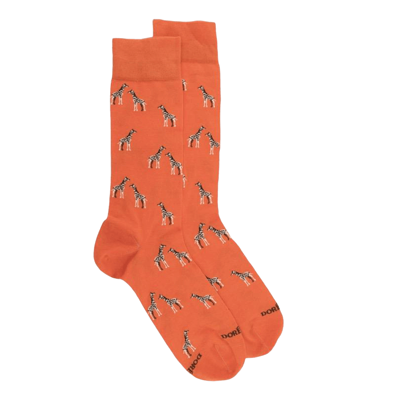 Chaussettes homme en coton à motifs girafes - Abricot | Doré Doré