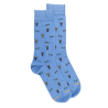 Chaussettes homme en coton à motifs tambours - Bleu Myosotis