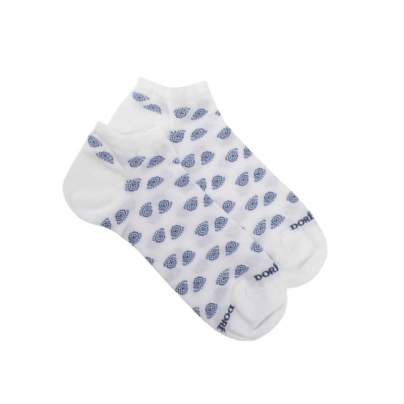 Socquettes homme en coton à motifs soleils tribaux - Blanc | Doré Doré