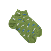 Socquettes homme en coton à motifs éléphants - Vert Campagne | Doré Doré