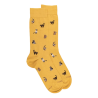 Chaussettes homme en coton à motifs chats - Jaune Moutarde | Doré Doré