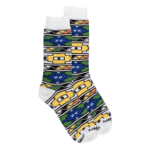 Chaussettes homme  en coton à motifs géométries tribaux colorées - Blanc | Doré Doré