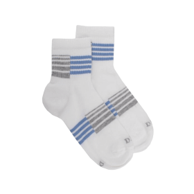 Socquettes enfant en coton à motifs rayures sportives - Blanc | Doré Doré