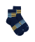 Socquettes enfant en coton à motifs rayures sportives - Bleu marine