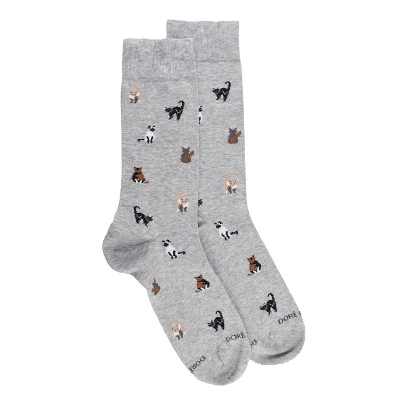 Chaussettes homme en coton à motifs chats - Gris Rocheux | Doré Doré