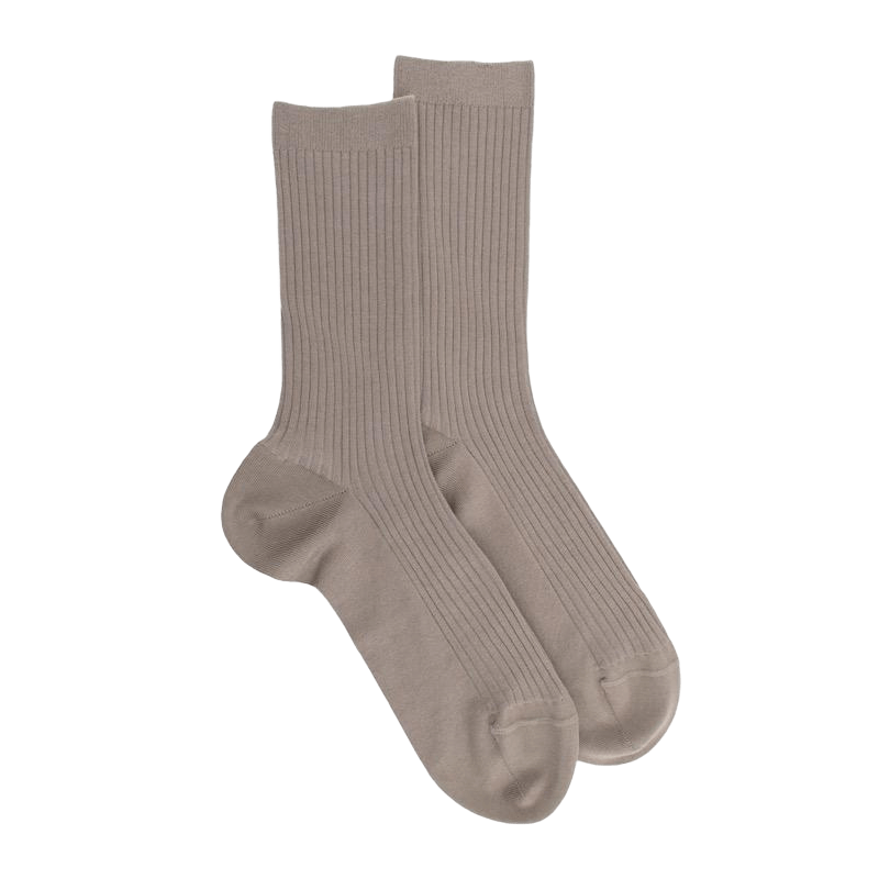 Chaussettes femme à côtes en fil d'Écosse - Gris | Doré Doré