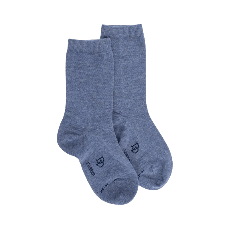 Chaussettes enfant en coton égyptien - Bleu jean clair | Doré Doré