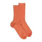 Chaussettes femme à côtes sans bord élastique en coton - Abricot | Doré Doré