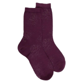 Chaussettes femme en laine avec transparence - Rouge sangria | Doré Doré