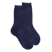 Chaussettes femme en laine avec transparence - Bleu Caban | Doré Doré