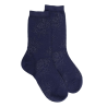Chaussettes femme en laine avec transparence - Bleu Caban | Doré Doré