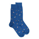 Chaussettes homme en coton à motif chiens - Bleu Cosmos | Doré Doré