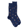 Chaussettes homme en coton à motif chats - Bleu Voilier | Doré Doré