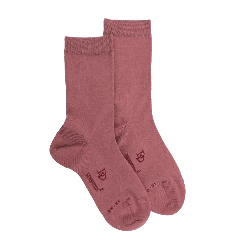 Chaussettes enfant en laine et coton  - Rose Jouy | Doré Doré