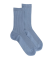 Chaussettes femme à côtes en fil d'Écosse - Bleu Antarctique