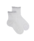 Socquettes enfant ajourées en fil d'Ecosse avec bord-côte contrasté effet lurex - Col: blanc
