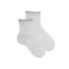 Socquettes enfant ajourées en fil d'Ecosse avec bord-côte contrasté effet lurex - Col: blanc