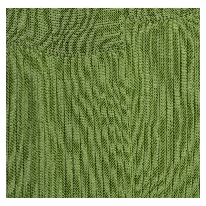 Chaussettes côtelées pour hommes en fil d'Ecosse 100% uni - Vert Campagne | Doré Doré