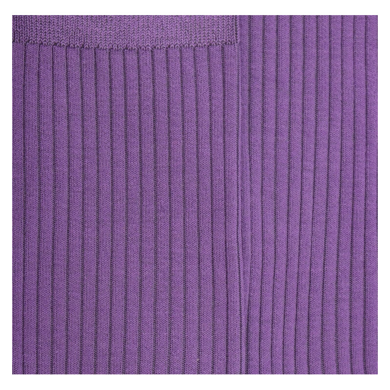 Chaussettes femme à côtes en fil d'Écosse - Violet Myrtille | Doré Doré