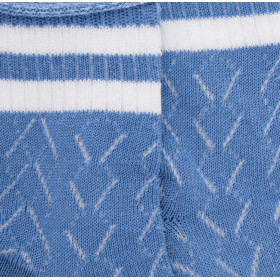Socquettes enfant ajourées en fil d'Écosse avec rayures en contrasté sur bord-côte  - Bleu Bassin & Blanc | Doré Doré