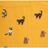 Chaussettes homme en coton à motifs chats - Jaune Moutarde | Doré Doré