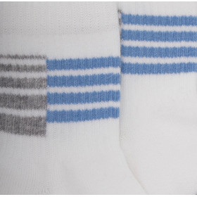Socquettes enfant en coton à motifs rayures sportives - Blanc | Doré Doré