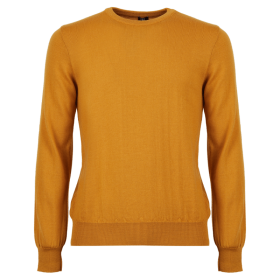 Pull à col rond en pure laine - Jaune Moutarde | Doré Doré