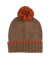 Bonnet à pompon en laine polaire - Marron et orange