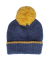 Bonnet à pompon en laine polaire - Bleu et jaune