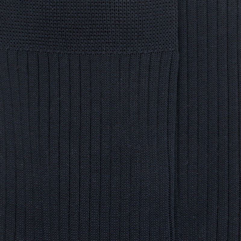Chaussettes Homme côtelées en pur fil d'Ecosse - Bleu marine foncé | Doré Doré