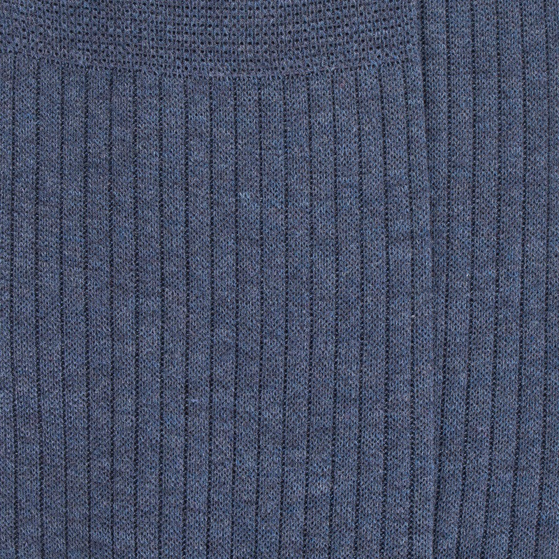 Chaussettes Homme côtelées en pur fil d'Ecosse - Bleu jean | Doré Doré