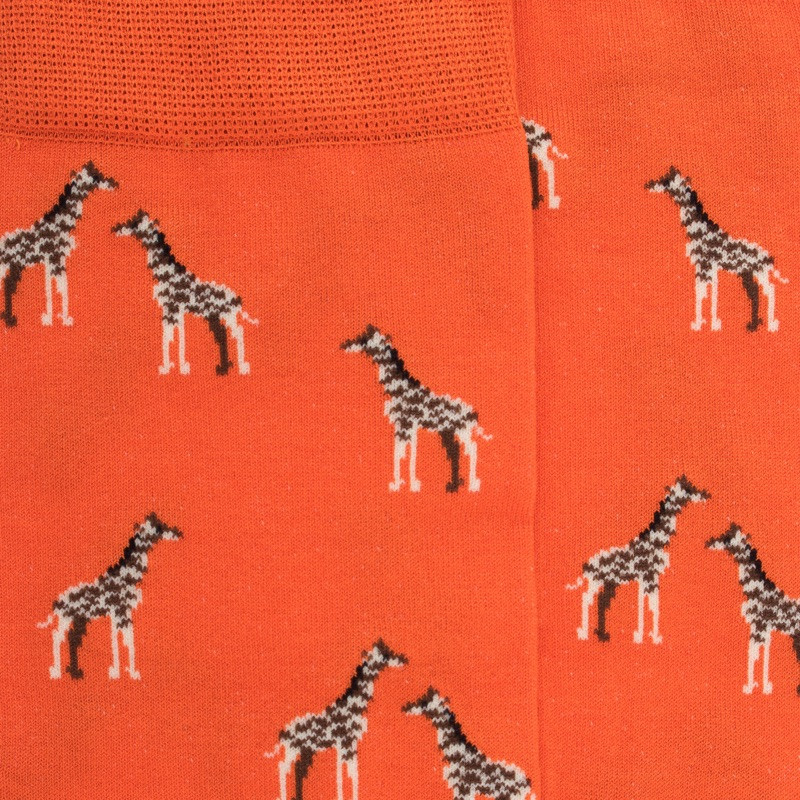 Chaussettes homme en coton à motifs girafes - Abricot | Doré Doré
