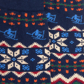 Chaussettes homme en coton à motif de Noël - Bleu Voilier | Doré Doré