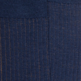 Chaussettes côtelé bicolores homme en laine et coton doux - Bleu caban & marron faon | Doré Doré