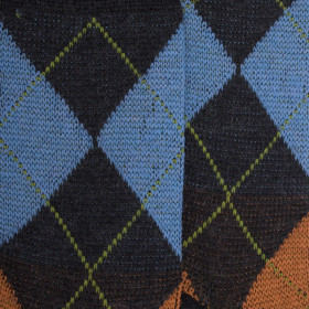 Chaussettes homme en laine mérinos à motif à losanges  - Gris anthracite & Cerise | Doré Doré