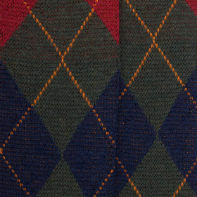 Mi-bas homme en laine mérinos et motifs jacquard - Vert thuya & bleu caban | Doré Doré