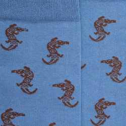 Chaussettes homme en coton à motifs crocodiles tribaux - Bleu Macadam | Doré Doré