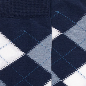 Chaussettes homme en coton à motifs intarsia - Bleu Matelot | Doré Doré
