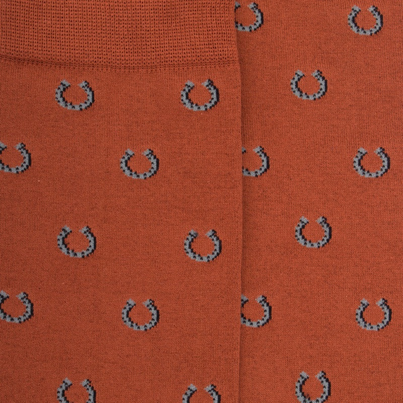 Chaussettes homme en coton à motif fer à cheval - Orange écureuil | Doré Doré